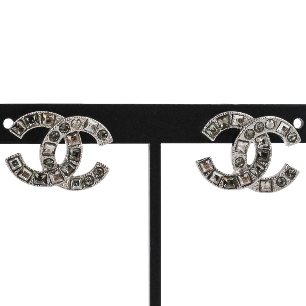 CHANEL Authentic Silver Logo Earrings - Picture 1 of 15